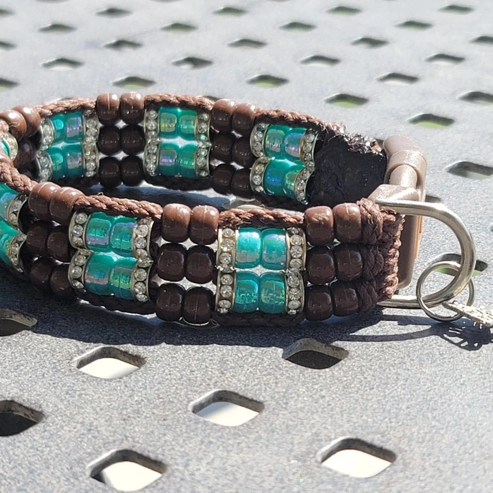Custom Handmade Beaded Bling Dog Collar Hearts